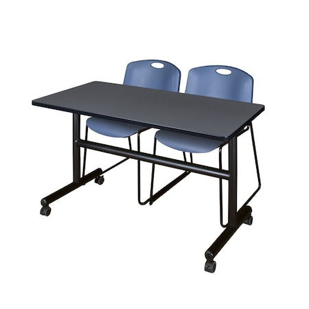 Kobe Rectangle FlipTop Table, 48" W, 29" H, Laminate Top, Gray MKFT4830GY44BE